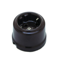 Ретро розетка керамика с 3/К, коричневый Sun Lumen 060-998