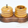 Выключатель керамика тумблерный 1 кл. перекрестный, бамбук с бронзовой ручкой Lindas 34625-B