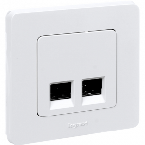 Розетка компьютерная 2-я RJ45 Cat. 6e, белый, INSPIRIA Legrand 673840