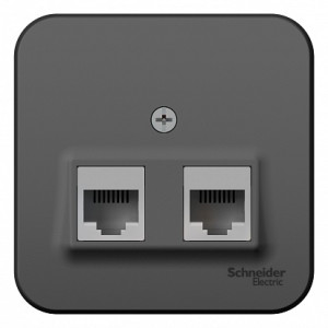 Розетка О/У двойная компьютерная RJ45 кат.5E, Антрацит, Blanca SE BLNIA045456