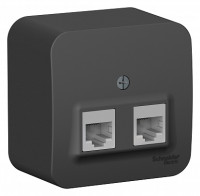 Розетка О/У двойная компьютерная RJ45 кат.5E, Антрацит, Blanca SE BLNIA045456