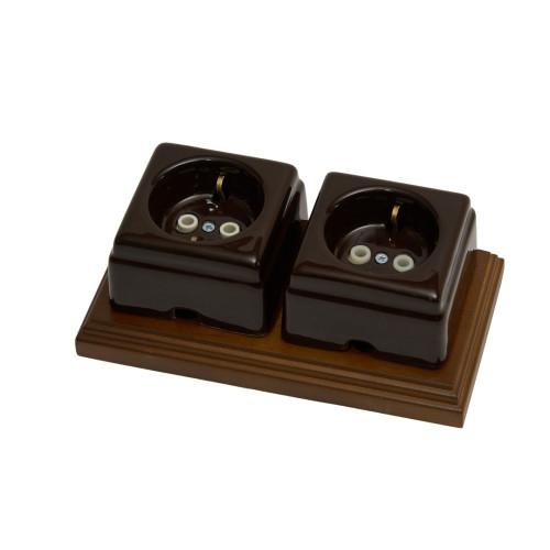 Ретро розетка керамическая с З/К, Коричневый, Кром Interior Electric РСЗКК/06