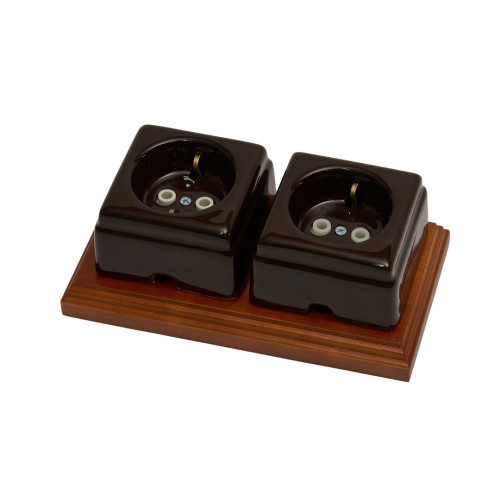 Ретро розетка керамическая с З/К, Коричневый, Кром Interior Electric РСЗКК/06