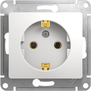 Розетка 1 местная с З/К 16А 250В, Белый, Glossa SE GSL000143
