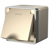 Розетка с З/К с крышкой, герметичная IP44, Шампань рифленный, Gallant Werkel W5071210