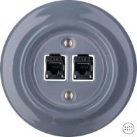 Розетка комп. фарфоровая RJ45 cat.6е, пепельно-серый глянцевый, Katy Paty LIGsCat6 