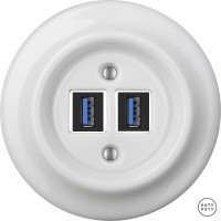 Розетка USB для зарядки, белый глянцевый, Katy Paty ALGsUSBb 