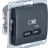 Розетка USB для быстрой зарядки, тип C 65ВТ, Антрацит, AtlasDesign SE GSL000727
