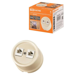 Розетка керамика компьютерная RJ45, Слоновая кость, Болонь TDM ELECTRIC SQ1820-0351