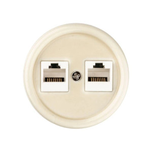 Розетка керамика компьютерная RJ45, Слоновая кость, Болонь TDM ELECTRIC SQ1820-0351