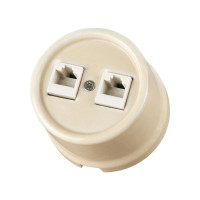Розетка керамика компьютерная RJ45, Слоновая кость, Болонь TDM ELECTRIC SQ1820-0351