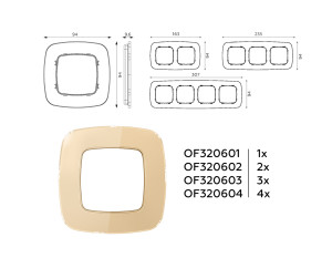 Рамка 3 местная стекло органическое, Шампань, OMEGA Radian Ambrella Volt OF320603