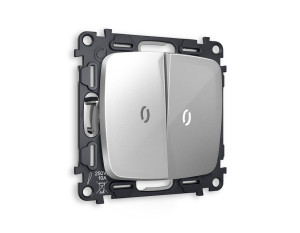 Выключатель 2 кл. проходной с/подсв. (5600K), Серебро глянец, OMEGA Quant Ambrella Volt MO404035