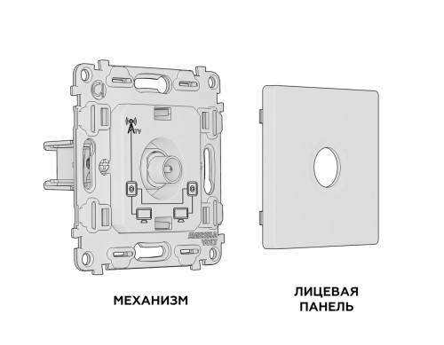 Розетка телевизионная TV проходная, Серо-бежевый матовый, ALFA Quant Ambrella Volt MA373030