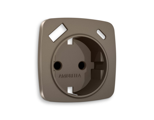 Лицевая панель розетки с З/К и USB зарядкой А+С с шторками, Темная бронза матовый, OMEGA Quant Ambrella Volt OP6400