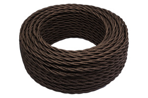 Ретро кабель витой 2x1,5 Коричневый/Глянцевый, Bironi B1-424-072 (1 метр)