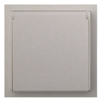 Розетка с З/К с крышкой, герметичная IP44, Платина, Rikkett 35946 PL