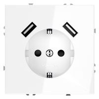 Розетка c З/К, шторками и USB зарядкой A+A, Белый глянцевый, S70 Voltum VLS040401