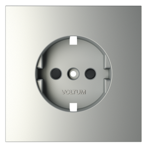 Лицевая панель для розетки с З/К и шторками, Сталь, S70 Voltum VLS000705