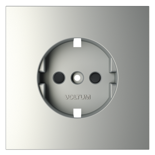 Лицевая панель для розетки с З/К и шторками, Сталь, S70 Voltum VLS000705