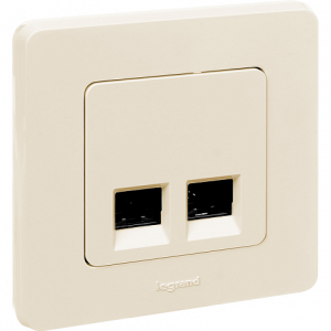 Розетка компьютерная 2-я RJ45 Cat. 6e, слоновая кость, INSPIRIA Legrand 673841