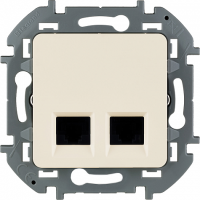 Розетка компьютерная 2-я RJ45 Cat. 6e, слоновая кость, INSPIRIA Legrand 673841 