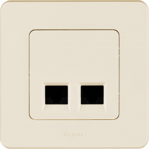 Розетка компьютерная 2-я RJ45 Cat. 6e, слоновая кость, INSPIRIA Legrand 673841