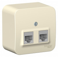 Розетка О/У двойная компьютерная RJ45 кат.5E, Молочный, Blanca SE BLNIA045452