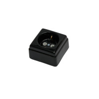 Ретро розетка керамическая с З/К, Черный, Кром Interior Electric РСЗКК/08