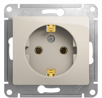 Розетка 1 местная с З/К 16А 250В, Молочный, Glossa SE GSL000943
