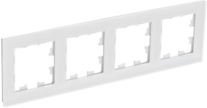 Рамка 4 местная, натуральное стекло, Белый, AtlasDesign SE ATN360104