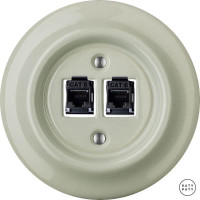 Розетка комп. фарфоровая RJ45 cat.6е, серо-зеленый глянцевый, Katy Paty CHGsCat6 