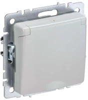 Розетка c З/К со шторками с крышкой, Жемчуг, Brite IEK BR-R16-16-K36