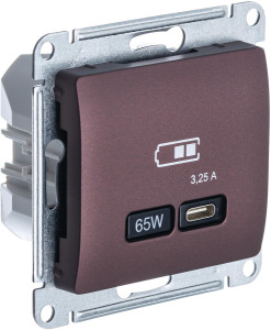 Розетка USB для быстрой зарядки, тип C 65ВТ, Баклажановый, Glossa SE GSL001127