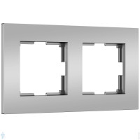 Рамка 2 местная пластик, Серебро матовый, Slab Werkel W0022965