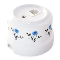 Розетка керамика компьютерная RJ45 Cat 6e, белый/васильки Lindas 32118