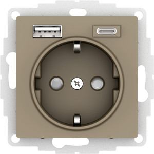 Розетка с З/К и USB зарядкой, тип А+C, Шампань, AtlasDesign SE ATN000532