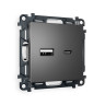 Розетка USB для быстрой зарядки тип A+C, Антрацит серый, ALFA Quant Ambrella Volt MA661010