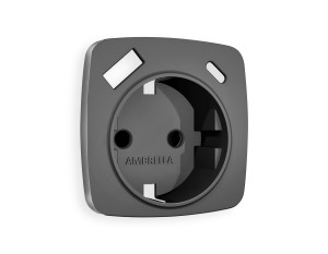 Лицевая панель розетки с З/К и USB зарядкой А+С с шторками, Антрацит серый, OMEGA Quant Ambrella Volt OP6600
