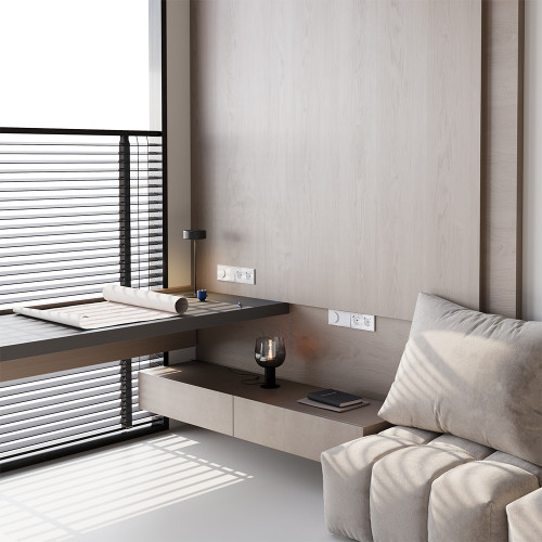 Розетка c З/К, шторками и USB зарядкой A+A, Белый матовый, S70 Voltum VLS040402