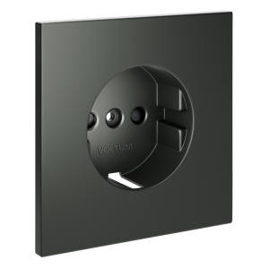 Лицевая панель для розетки с З/К и шторками, Титан, S70 Voltum VLS000706