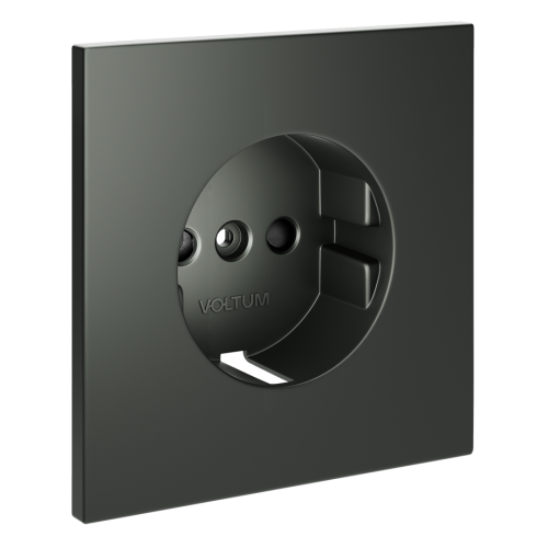 Лицевая панель для розетки с З/К и шторками, Титан, S70 Voltum VLS000706