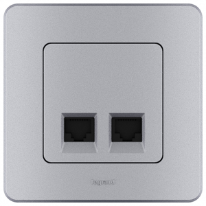 Розетка компьютерная 2-я RJ45 Cat. 6e, алюминий, INSPIRIA Legrand 673842