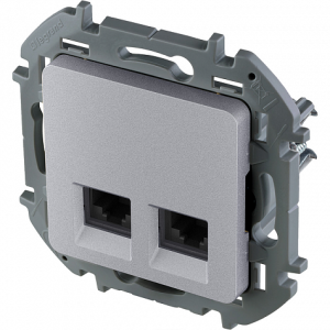 Розетка компьютерная 2-я RJ45 Cat. 6e, алюминий, INSPIRIA Legrand 673842
