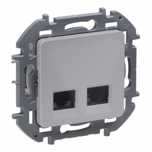 Розетка компьютерная 2-я RJ45 Cat. 6e, алюминий, INSPIRIA Legrand 673842