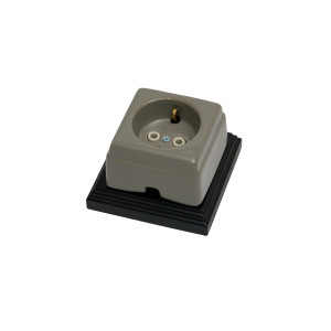 Ретро розетка керамическая с З/К, Серый, Кром Interior Electric РСЗКК/05