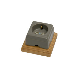 Ретро розетка керамическая с З/К, Серый, Кром Interior Electric РСЗКК/05