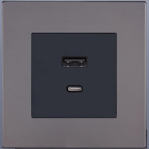 Розетка USB для быстрой зарядки Type A+C, Темн. хром, Navarra Salvador SJAN88DC12 (SJAN88EC12) Розетка USB для быстрой зарядки Type A+C, Темн. хром, Navarra Salvador SJAN88DC12 (SJAN88EC12)