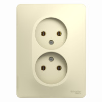 Розетка 2 местная 16А 250В, Бежевый, Glossa SE GSL000220