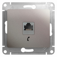 Розетка телефонная RJ11, Платина, Glossa SE GSL001281T